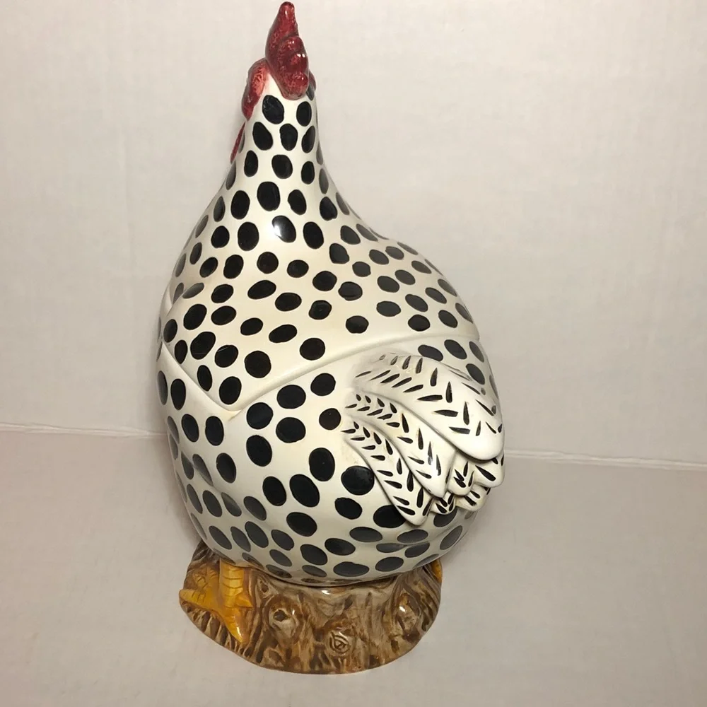 COOKIE JAR ROOSTER Spotted Ceramic Serveware by Sakura - Picture 6 of 11